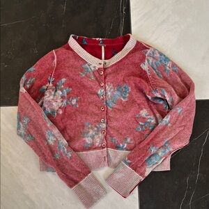 Free People Nocturnal Cashmere and Wool Floral Cardigan